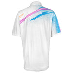 Le Coq Sportif - White Abstract Polo Shirt 1990s Large Vintage Retro