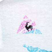 Le Coq Sportif - White Abstract Polo Shirt 1990s Large Vintage Retro