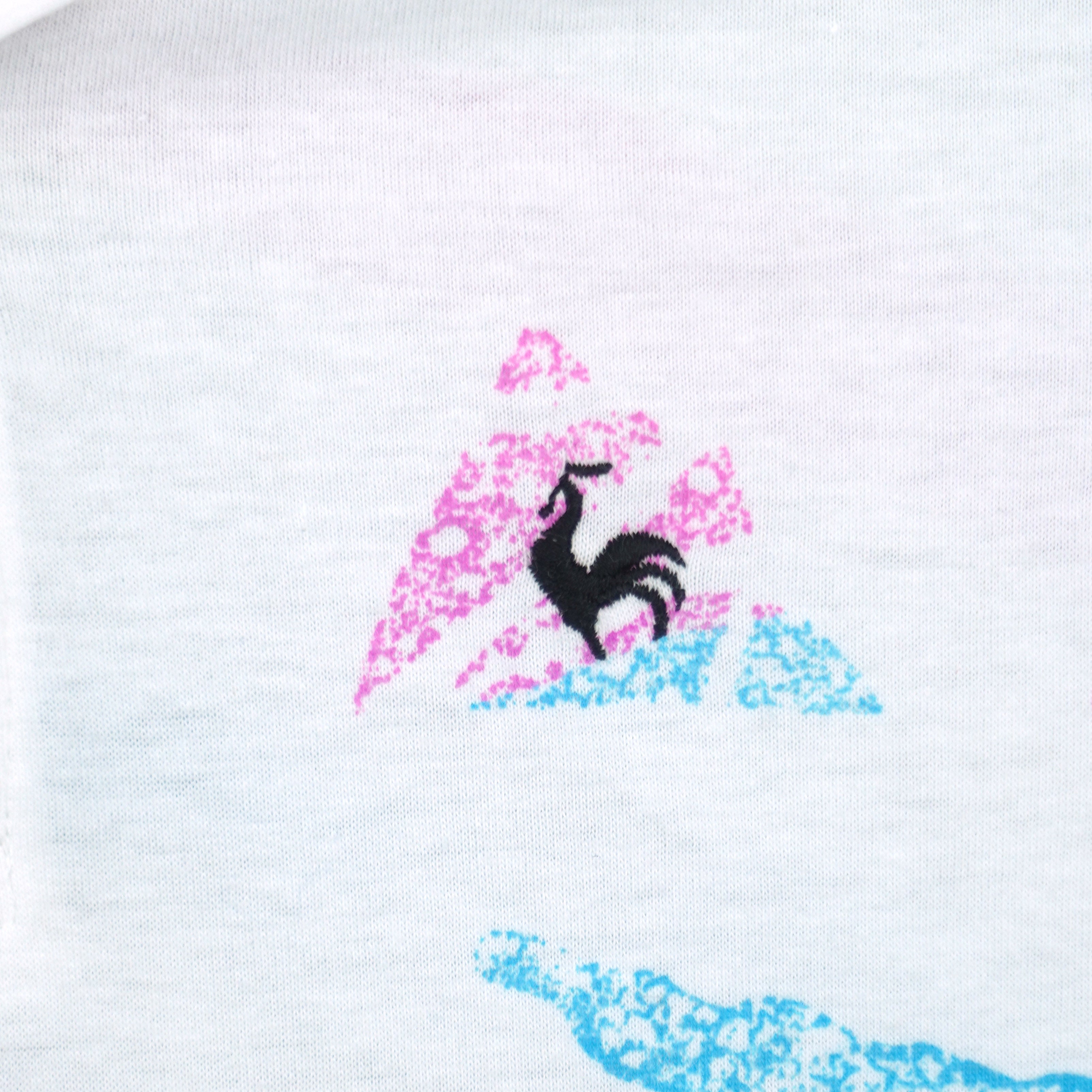 Le Coq Sportif - White Abstract Polo Shirt 1990s Large Vintage Retro