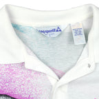 Le Coq Sportif - White Abstract Polo Shirt 1990s Large Vintage Retro