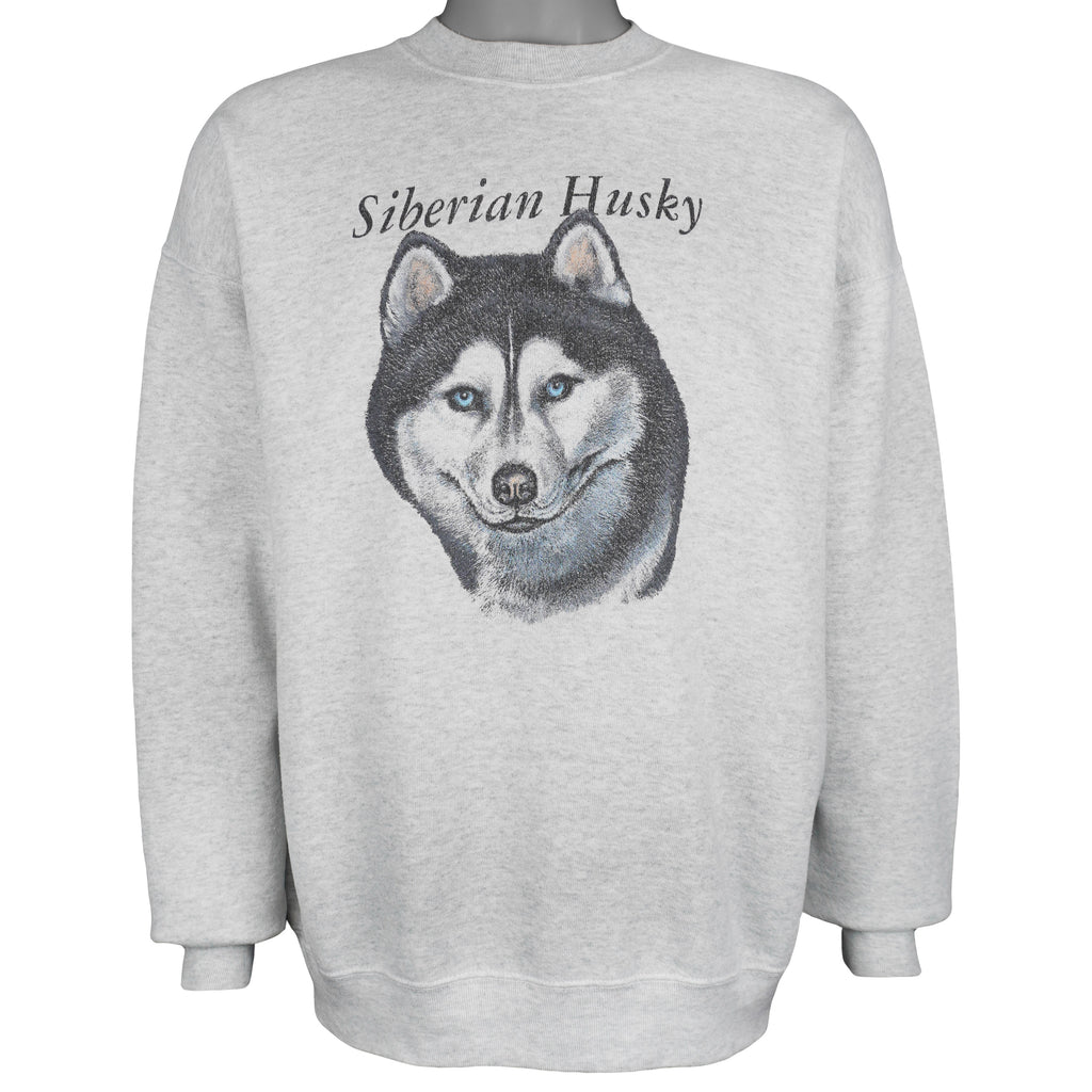 Vintage (Fruit Of The Loom) - Siberian Husky Crew Neck Sweatshirt 1990s X-Large Vintage Retro