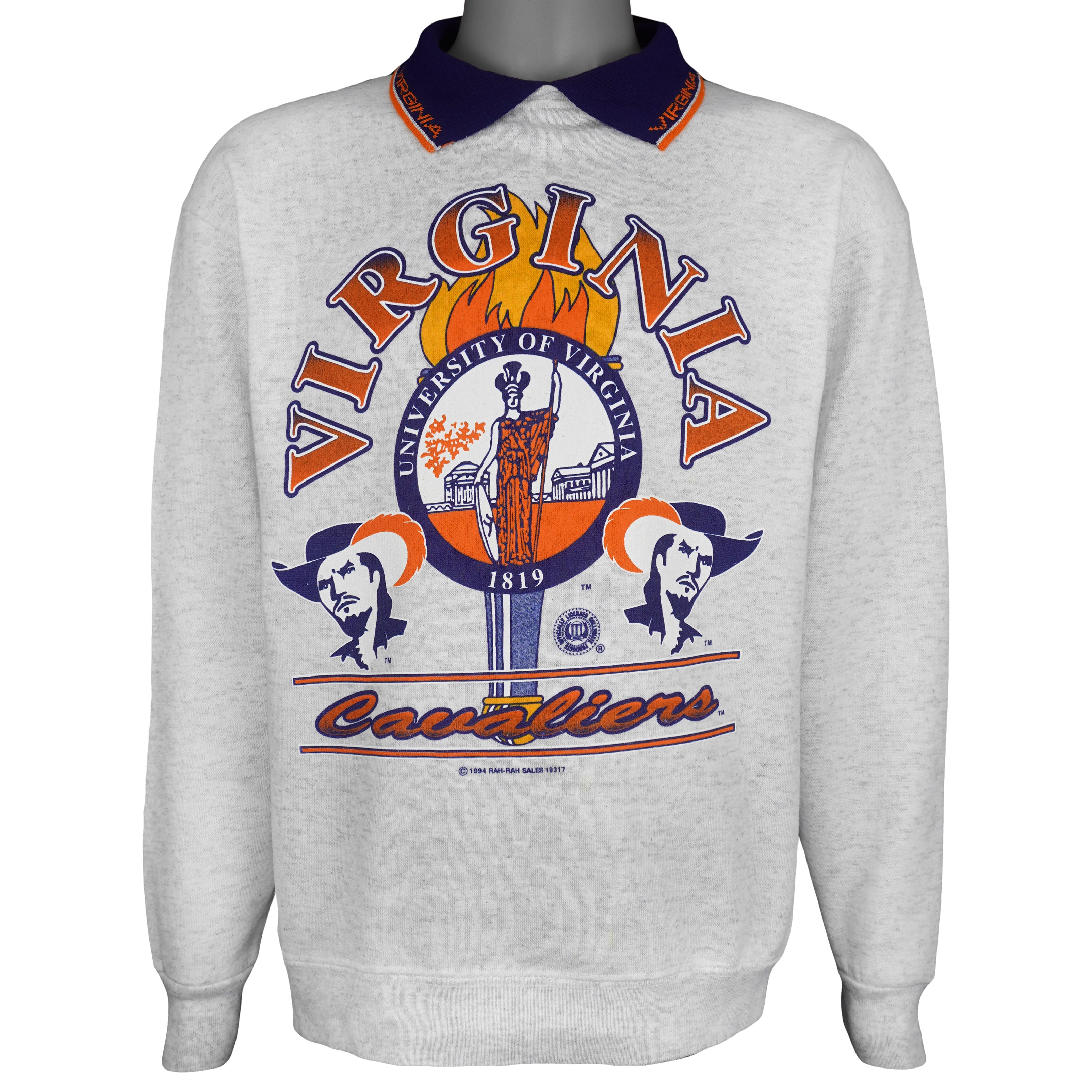 NCAA (Sports Line) - Virginia Cavaliers Shattered Sweatshirt 1994 Large Vintage Retro