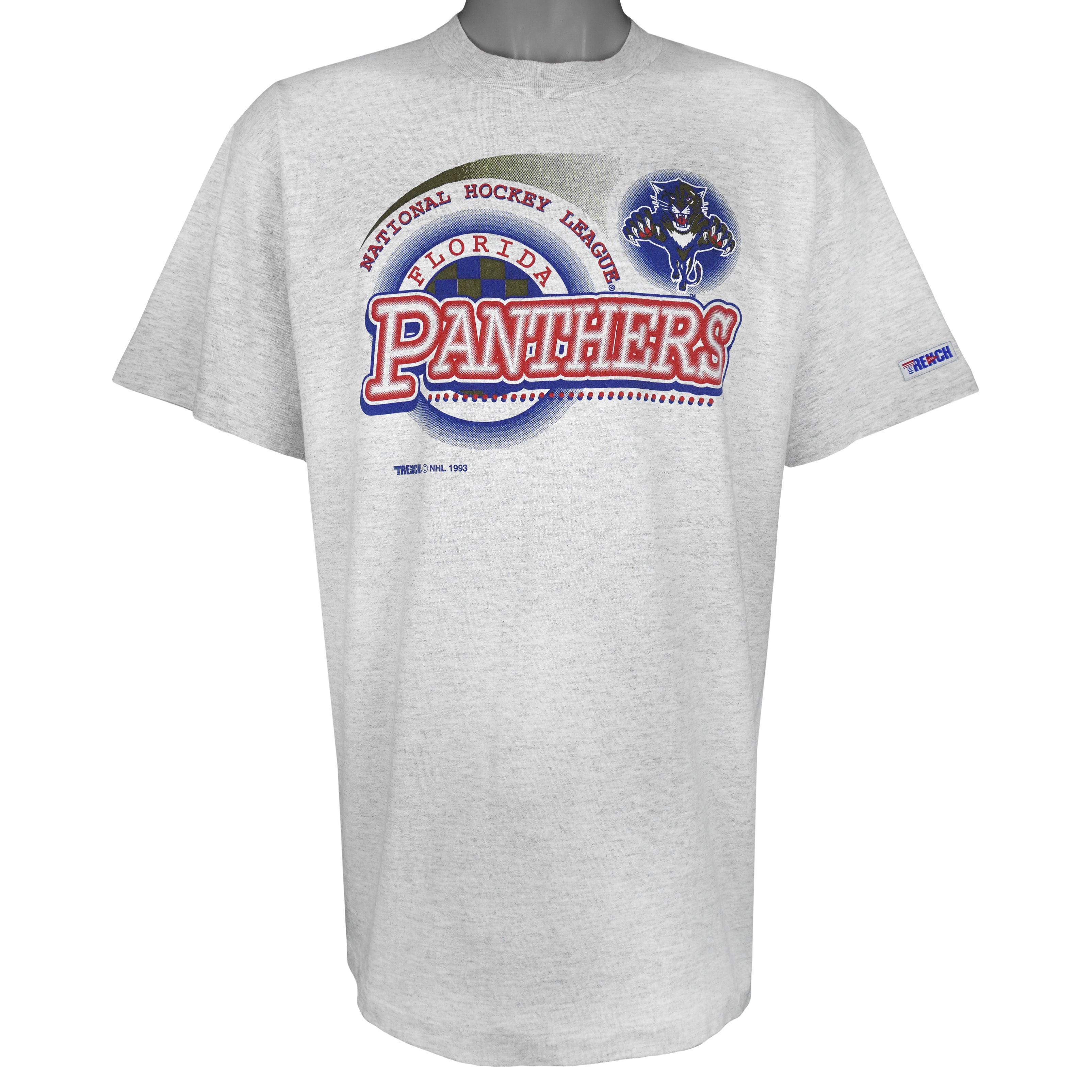 NHL (Trench) - Florida Panthers Big Spell-Out T-Shirt 1993 X-Large Vintage Retro Hockey