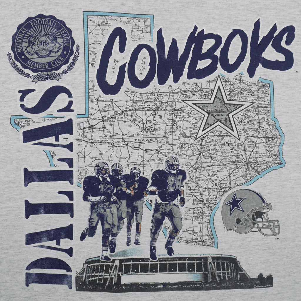 NFL (Nutmeg) - Dallas Cowboys Stadium Map T-Shirt 1990s Large Vintage Retro Football