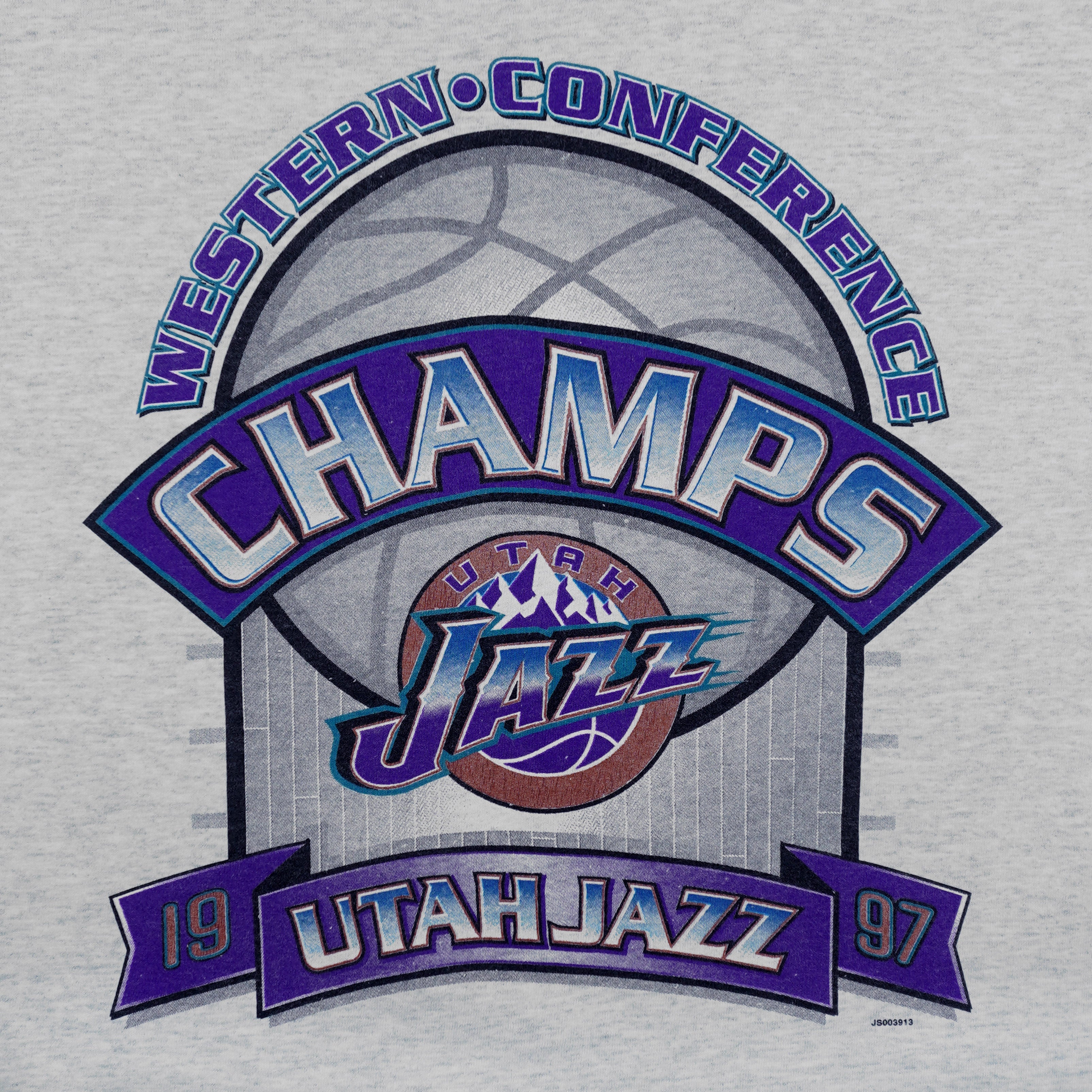 NBA (Fruit Of The Loom) - Utah Jazz Champs T-Shirt 1997 X-Large Vintage Retro Basketball