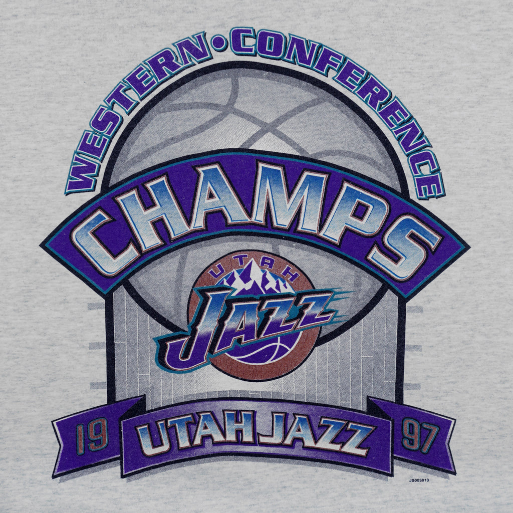 NBA (Fruit Of The Loom) - Utah Jazz Champs T-Shirt 1997 X-Large Vintage Retro Basketball