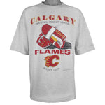NHL (Softwear) - Calgary Flames Hockey Gloves T-Shirt 1995 X-Large Vintage Retro Hockey