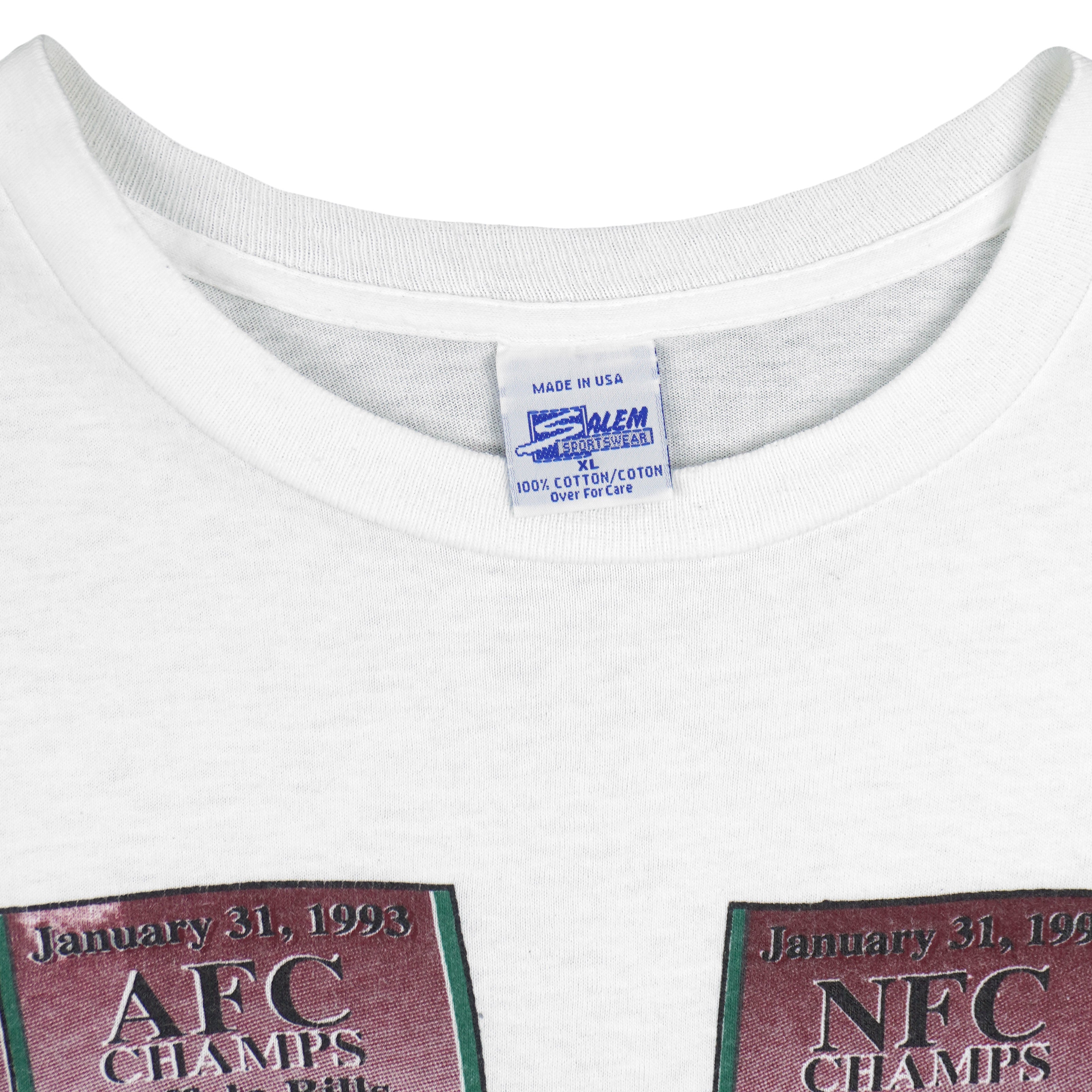 NFL (Salem) - Cowboys VS Bills Super Bowl XXVII Matchups T-Shirt 1992 X-Large Vintage Retro Football