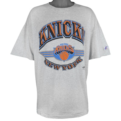 NBA (Logo Athletic) - Grey New York Knicks T-Shirt 1990s 2X-Large