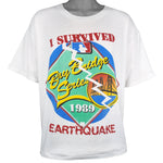 MLB - Bay Bridge Series Athletics VS Giants Earthquake Survivors T-Shirt 1989 Large