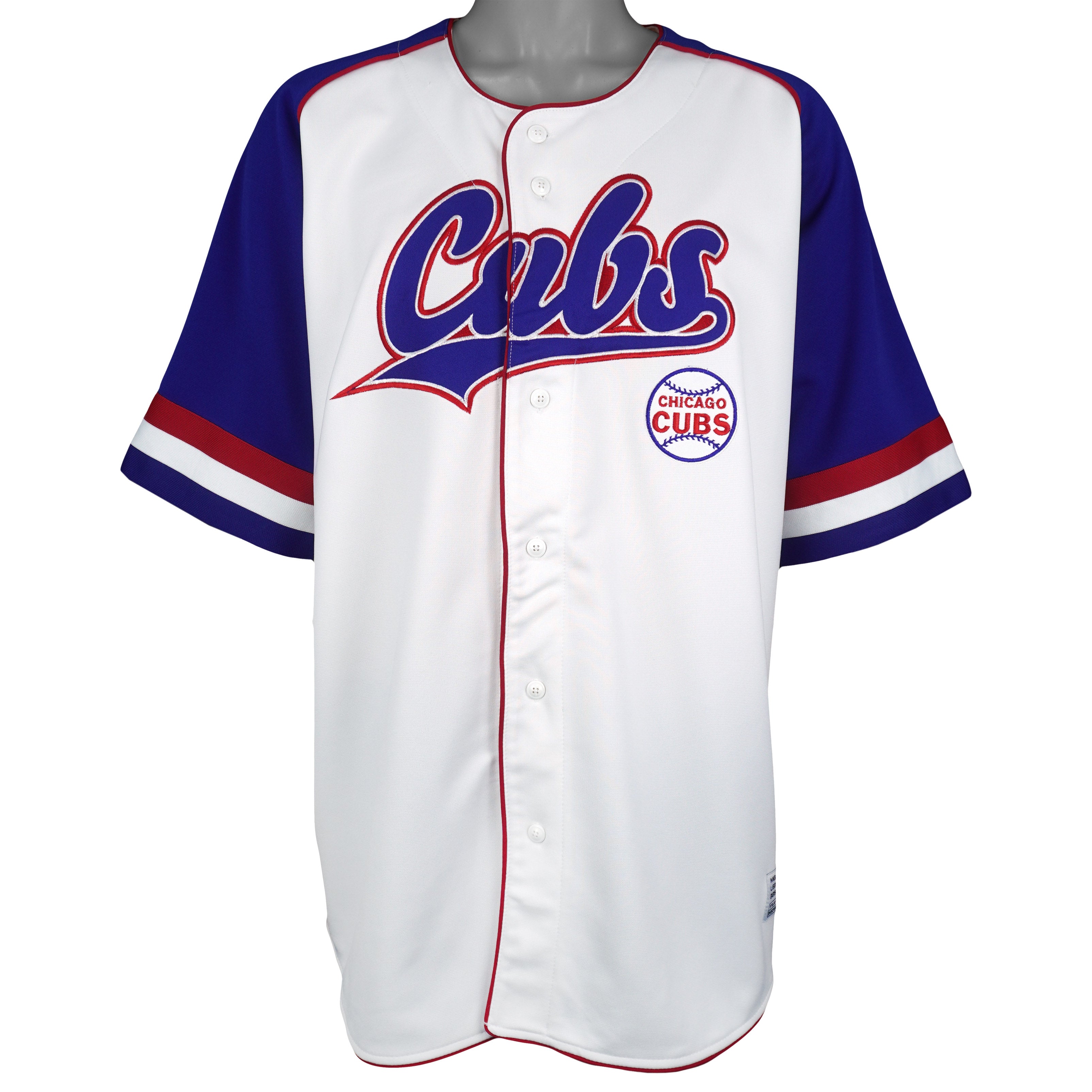 MLB (True Fan) - Chicago Cubs Embroidered Jersey T-Shirt 1990s X-Large Vintage Retro Baseball