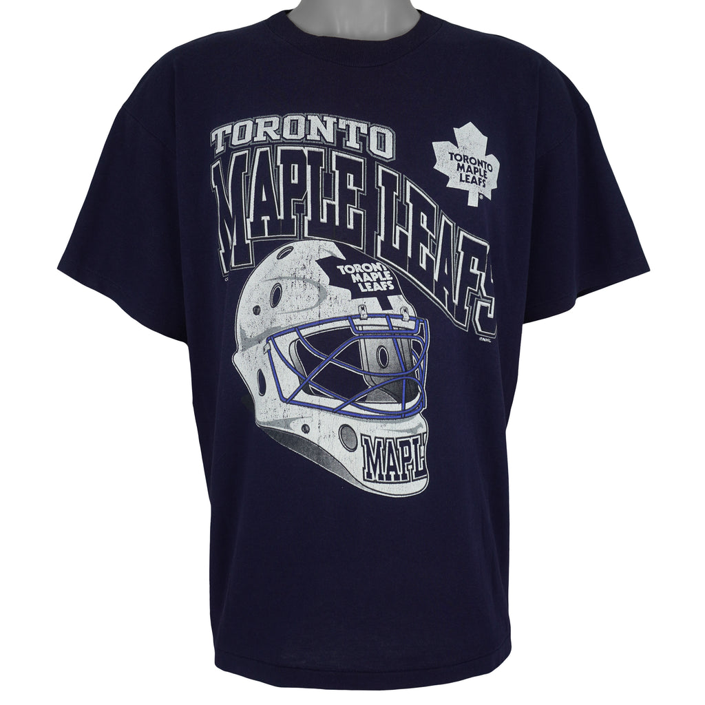 NHL (My Favorite Team) - Toronto Maple Leafs Helmet T-Shirt 1990s Large Vintage Retro Hockey
