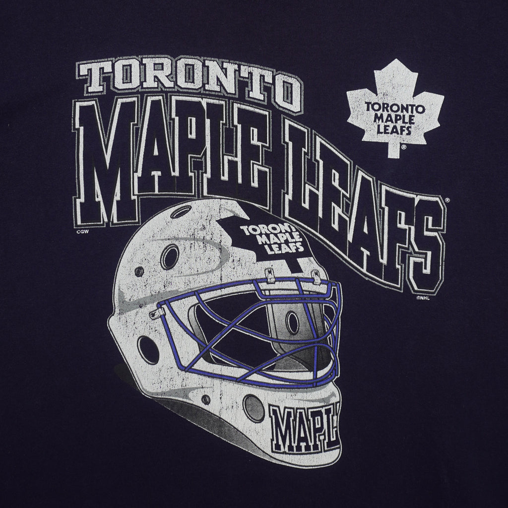 NHL (My Favorite Team) - Toronto Maple Leafs Helmet T-Shirt 1990s Large Vintage Retro Hockey