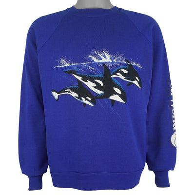 Vintage (Miller) - Seaworld Killer Whale Orca Animal Sweatshirt 1990s Large