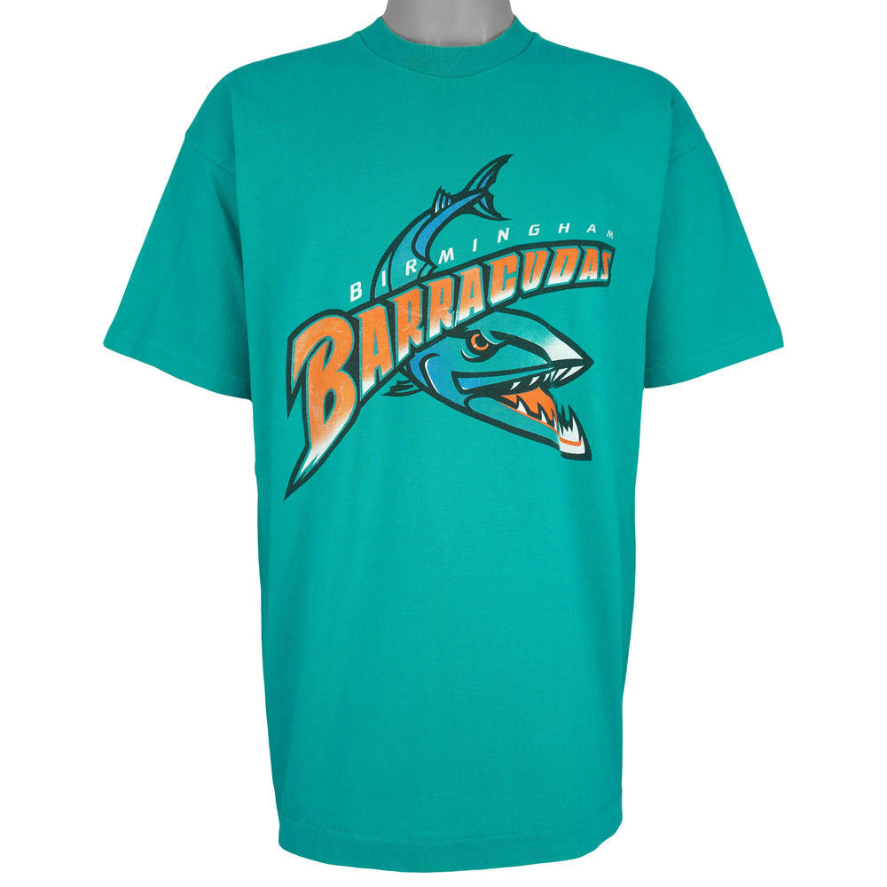 Vintage CFL - Birmingham Barracudas Single Stitch T-Shirt 1995 X-Large in green
