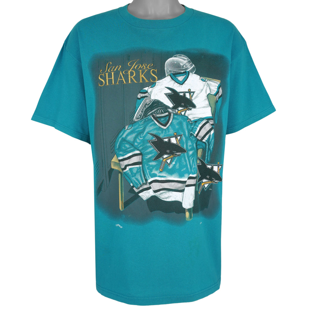 NHL (Nutmeg) - San Jose Sharks Locker Room T-Shirt 1990s Large Vintage Retro Hockey