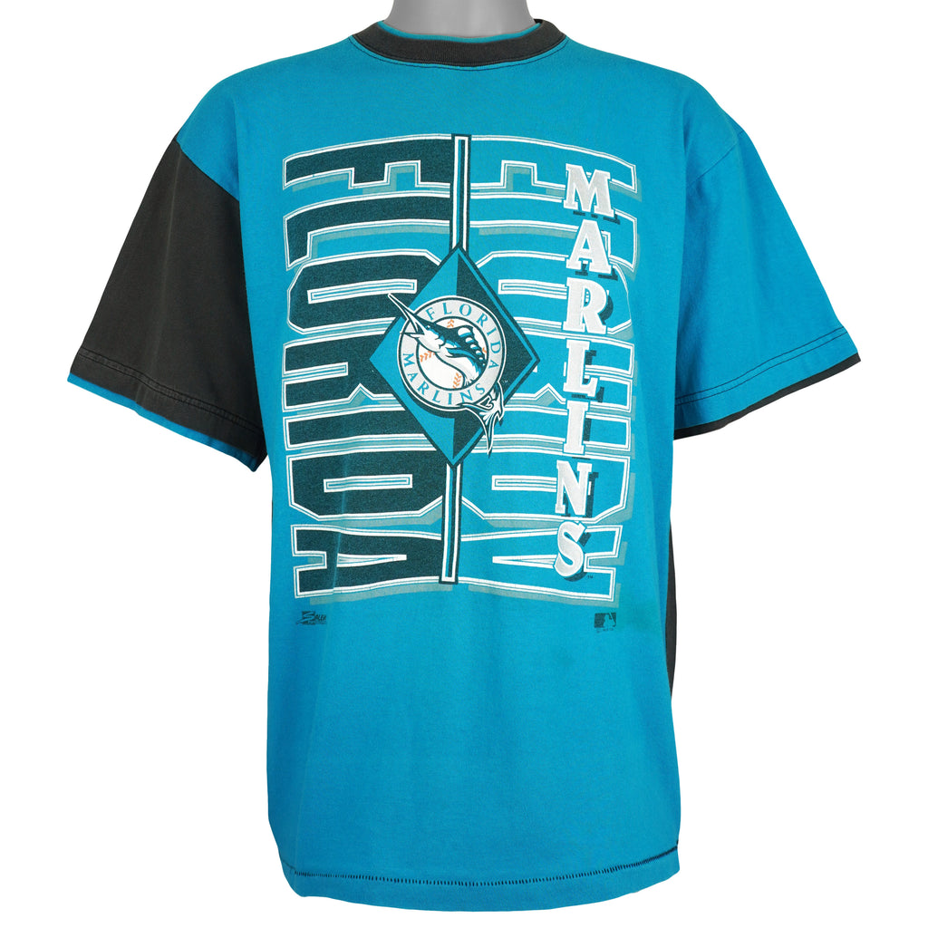 MLB (Front Row) - Florida Marlins Roll Em Ups T-Shirt 1992 X-Large Vintage retro Baseball