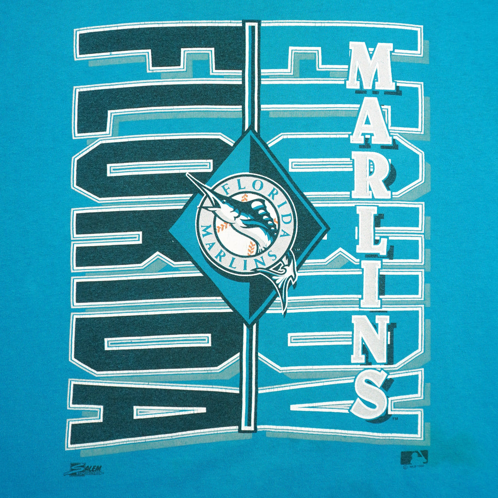 MLB (Front Row) - Florida Marlins Roll Em Ups T-Shirt 1992 X-Large Vintage retro Baseball