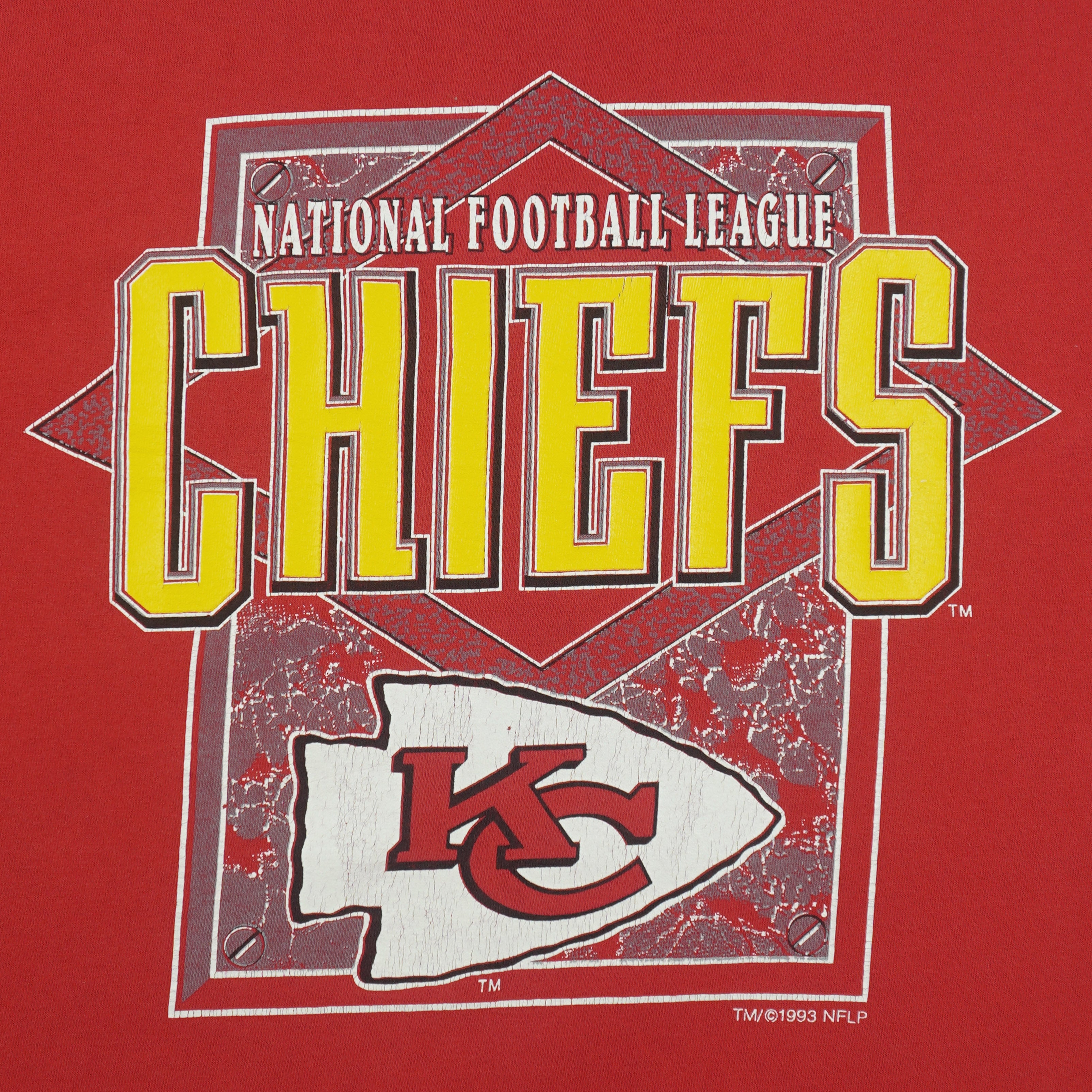 NFL (Logo 7) - Kansas City Chiefs Single Stitch T-Shirt 1993 X-Large Vintage Retro Football