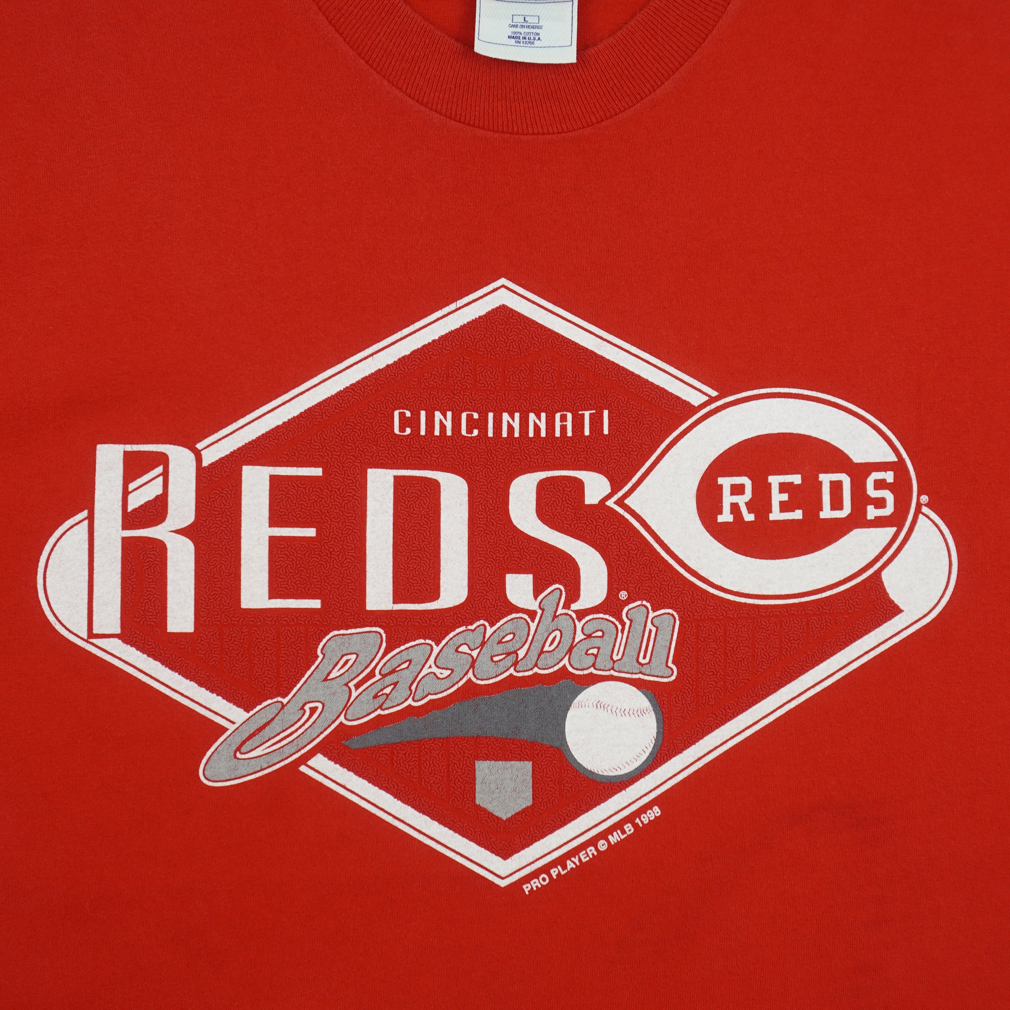 MLB (Pro Player) - Cincinnati Reds Baseball T-Shirt 1998 Large Vintage Retro Baseball