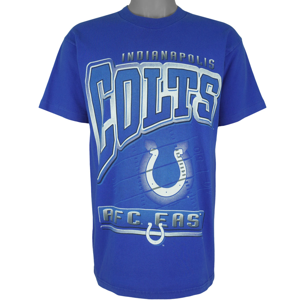 NFL (Fruit Of The Loom) - Indianapolis Colts Football Big Logo T-Shirt 1996 Large Vintage Retro Football