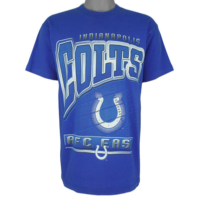 NFL (Fruit Of The Loom) - Indianapolis Colts Football Big Logo T-Shirt 1996 Large