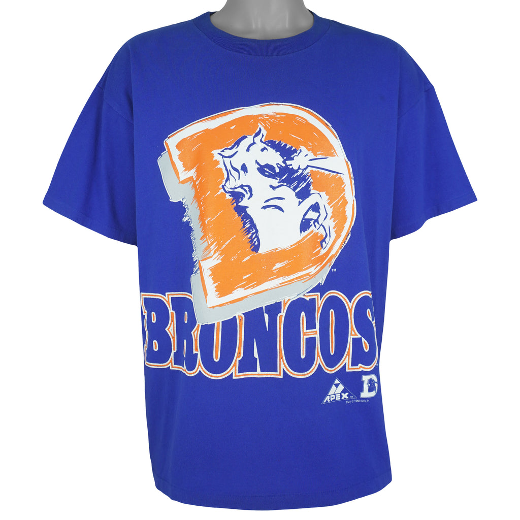 NFL (Apex One) - Denver Broncos Big Logo T-Shirt 1993 X-Large Vintage Retro Football