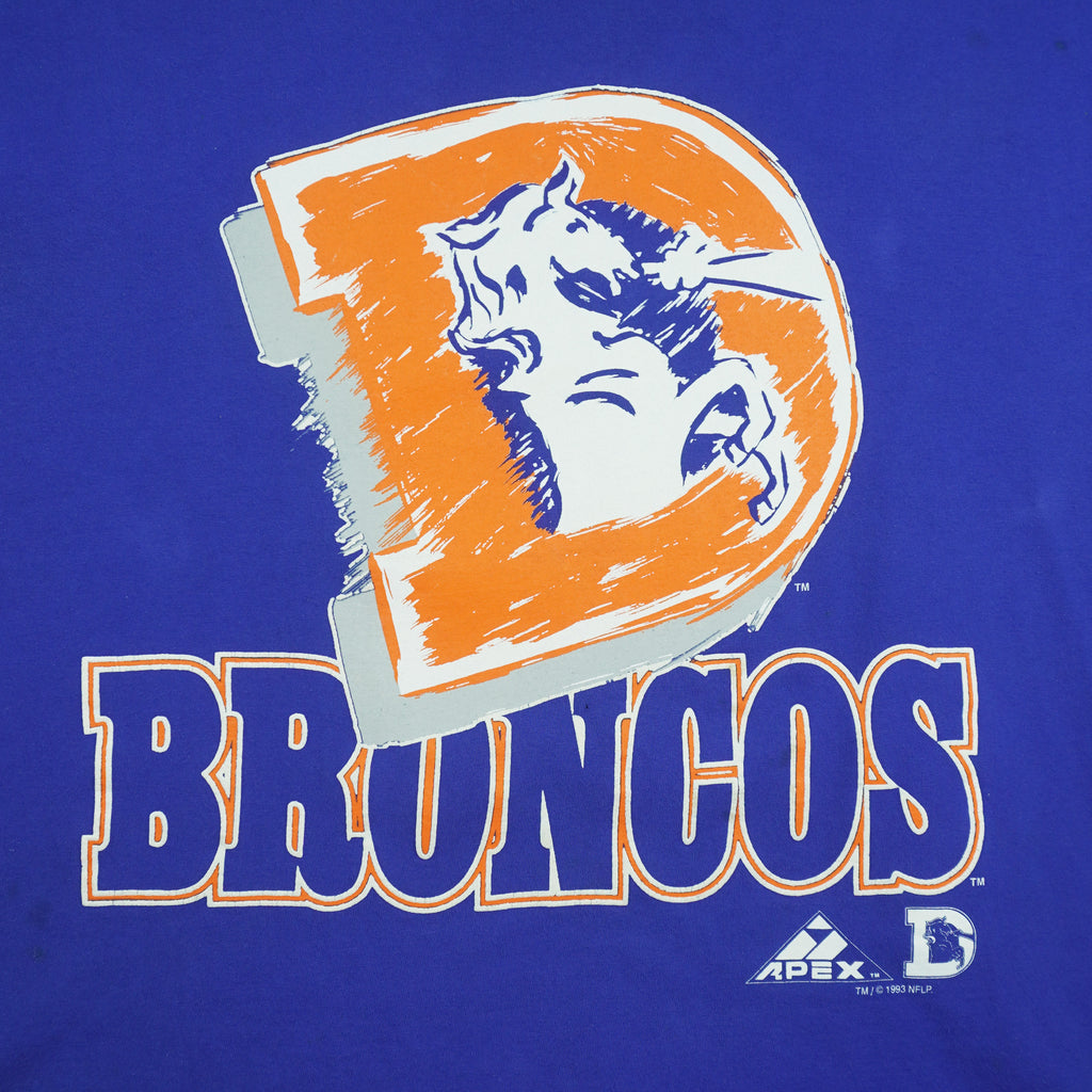 NFL (Apex One) - Denver Broncos Big Logo T-Shirt 1993 X-Large Vintage Retro Football