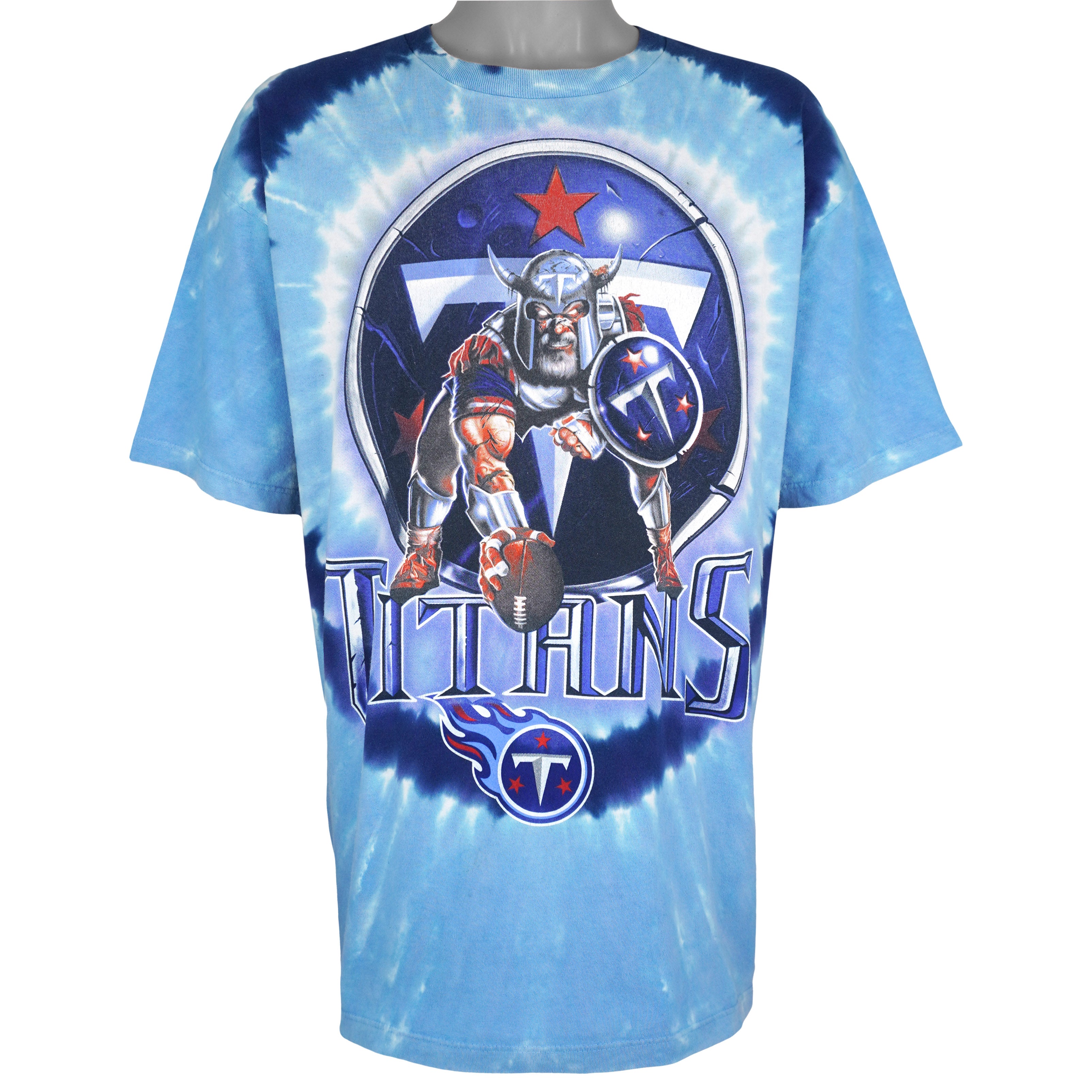 NFL (Liquid Blue) - Tennessee Titans Tie-Dye T-Shirt 1990s X-Large Vintage Retro Football