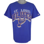 NHL (Logo 7) - St. Louis Blues Single Stitch T-Shirt 1992 Large Vintage Retro Hockey