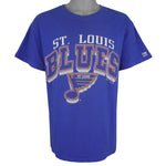 NHL (Logo 7) - St. Louis Blues Single Stitch T-Shirt 1992 Large