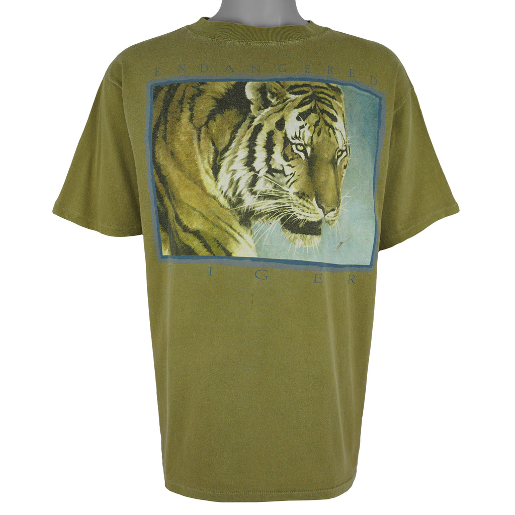 Vintage (Harlequin) - szTigers Animal Print T-Shirt 1990s Large Vintage Retro