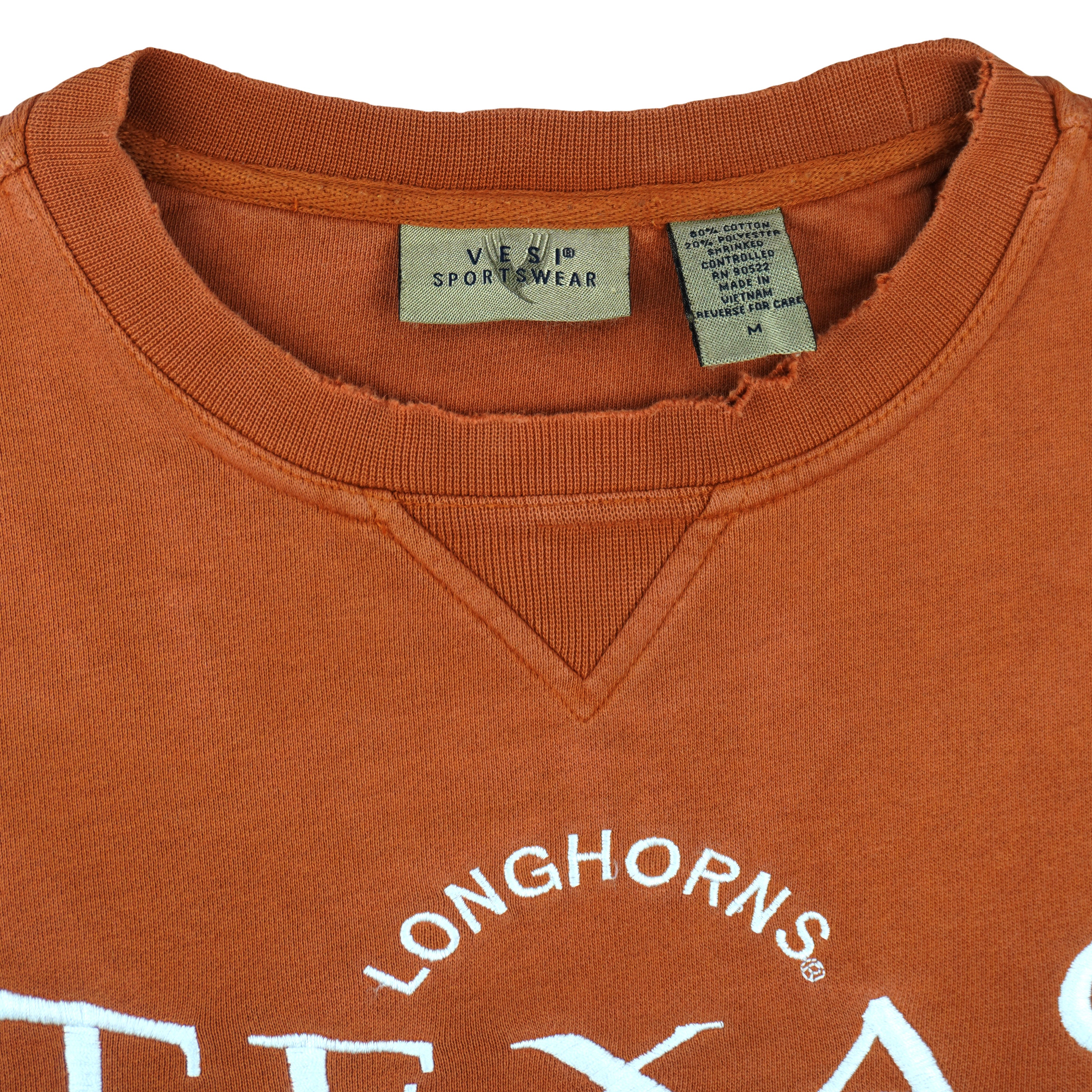 NCAA (VESI) - Texas Longhorns Embroidered Crew Neck Sweatshirt 1990s Medium Vintage Retro