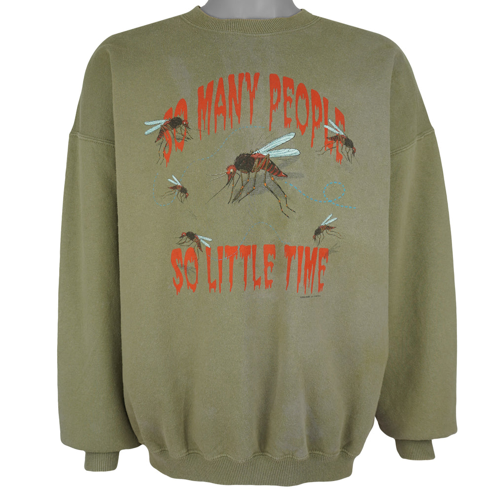 Vintage (Gildan) - Mosquito So Many People So Little Time Crew Neck Sweatshirt 1990s X-Large Vintage Retro