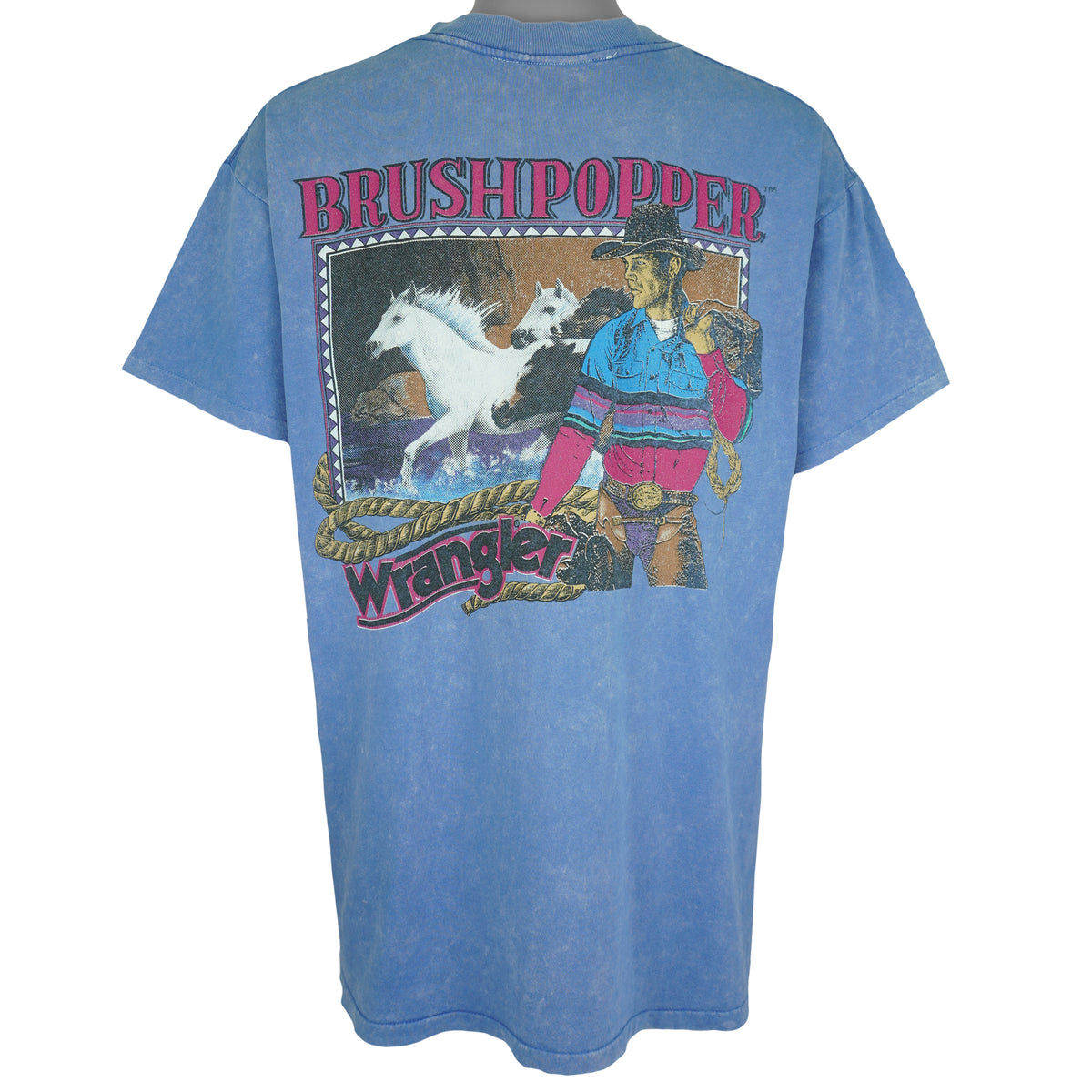 Vintage (Wrangler) - Brush Popper Cowboy T-Shirt 1990s X-Large Vintage Retro