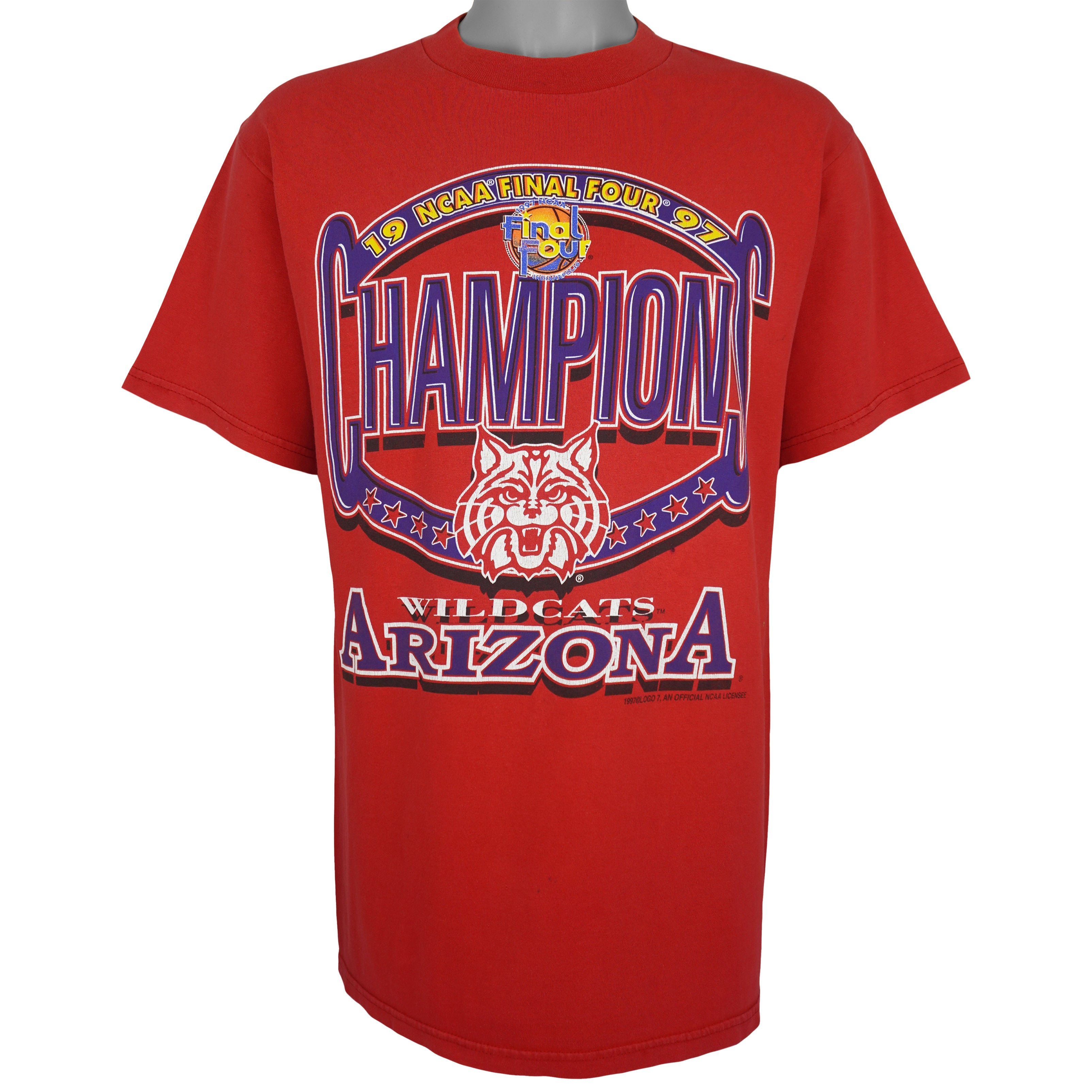NCAA (Logo 7) - Red Arizona Wildcats Final Four T-Shirt 1997 Large Vintage Retro