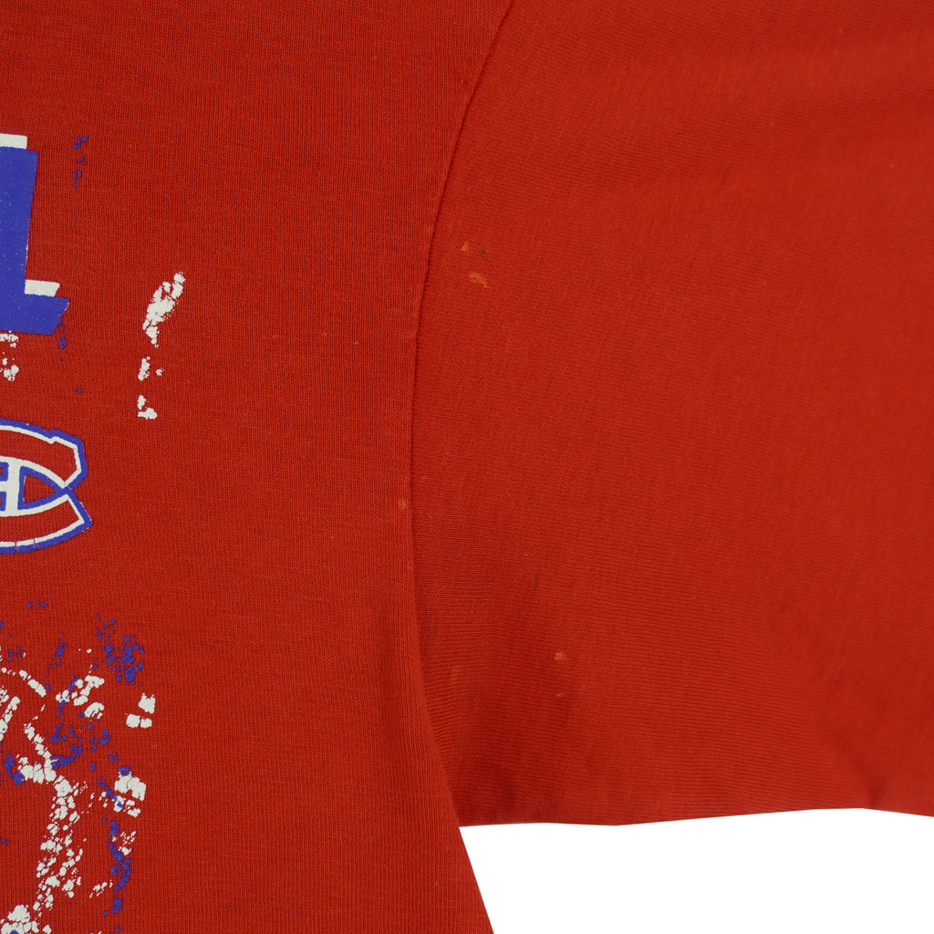 Starter (NHL) - Montreal Canadiens Hockey Spell-Out T-Shirt 1991 Medium Vintage Retro Hockey