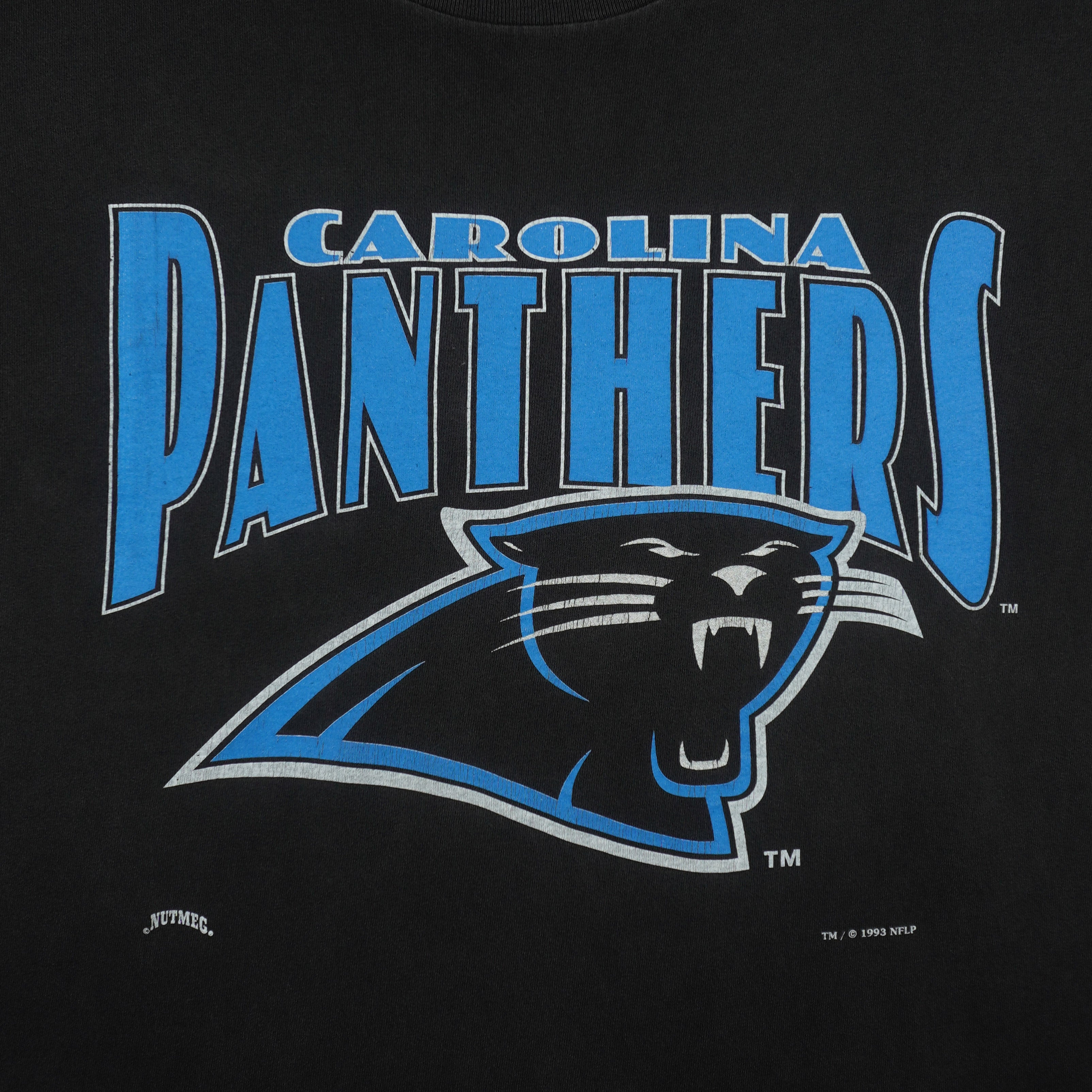 NFL (Nutmeg) - Carolina Panthers Big Logo T-Shirt 1993 X-Large Vintage Retro Football