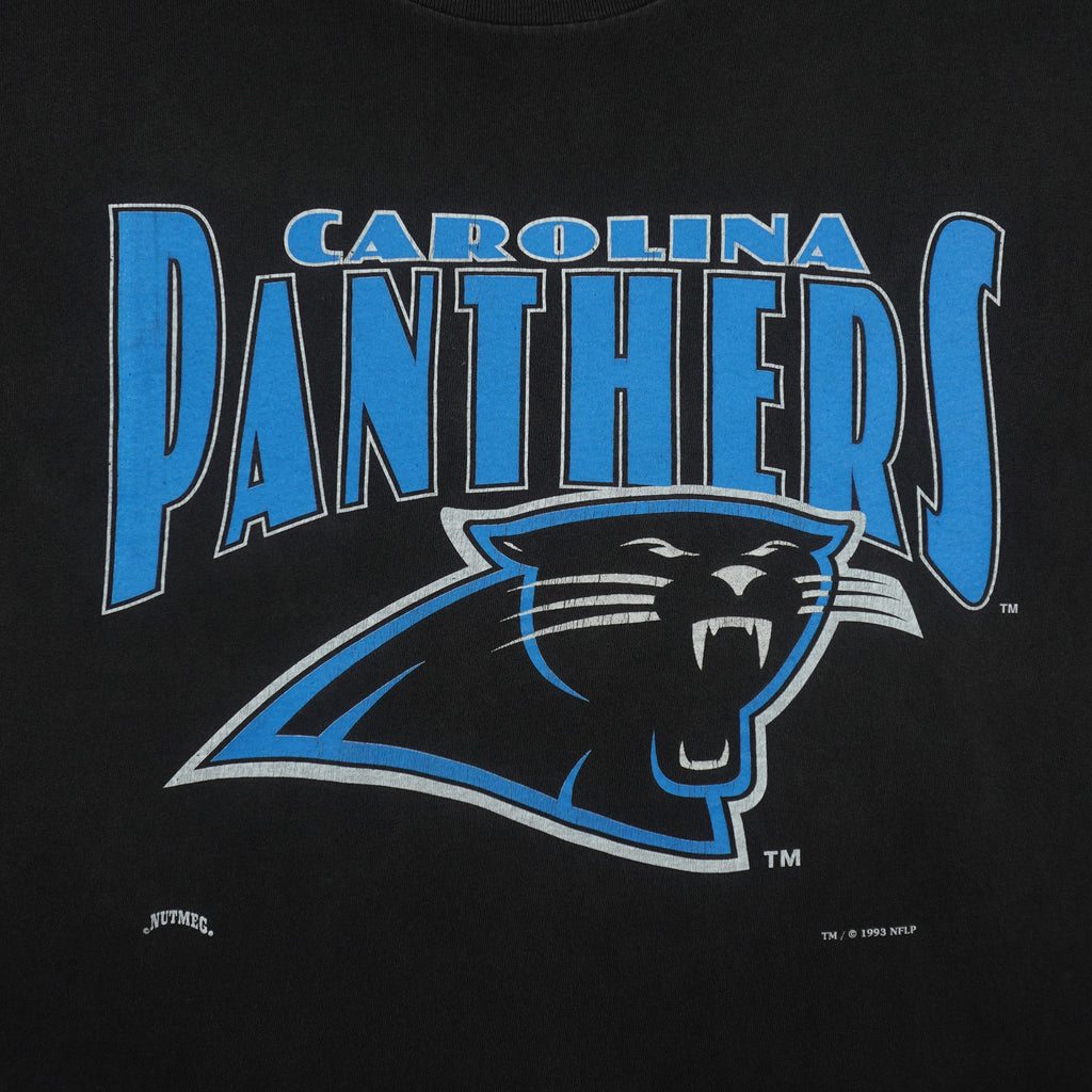 NFL (Nutmeg) - Carolina Panthers Big Logo T-Shirt 1993 X-Large Vintage Retro Football
