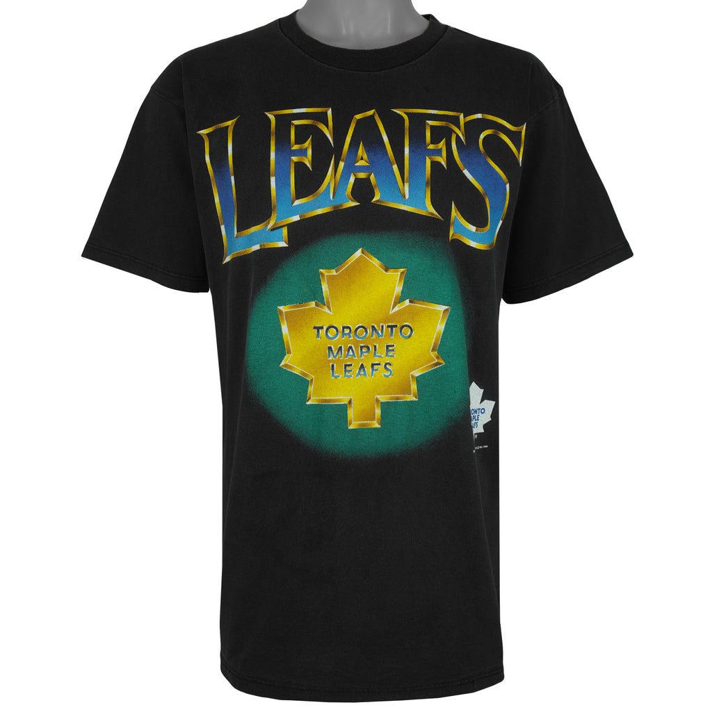 NHL (Pro Look) - Toronto Maple Leafs Gold Leaf T-Shirt 1994 Large Vintage Retro Hockey