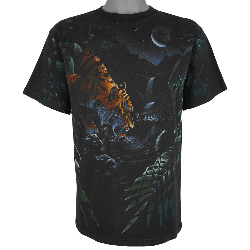 Vintage (Habitat) - Tigers Moon Jungle All Over Print T-Shirt 1990s Medium Vintage Retro