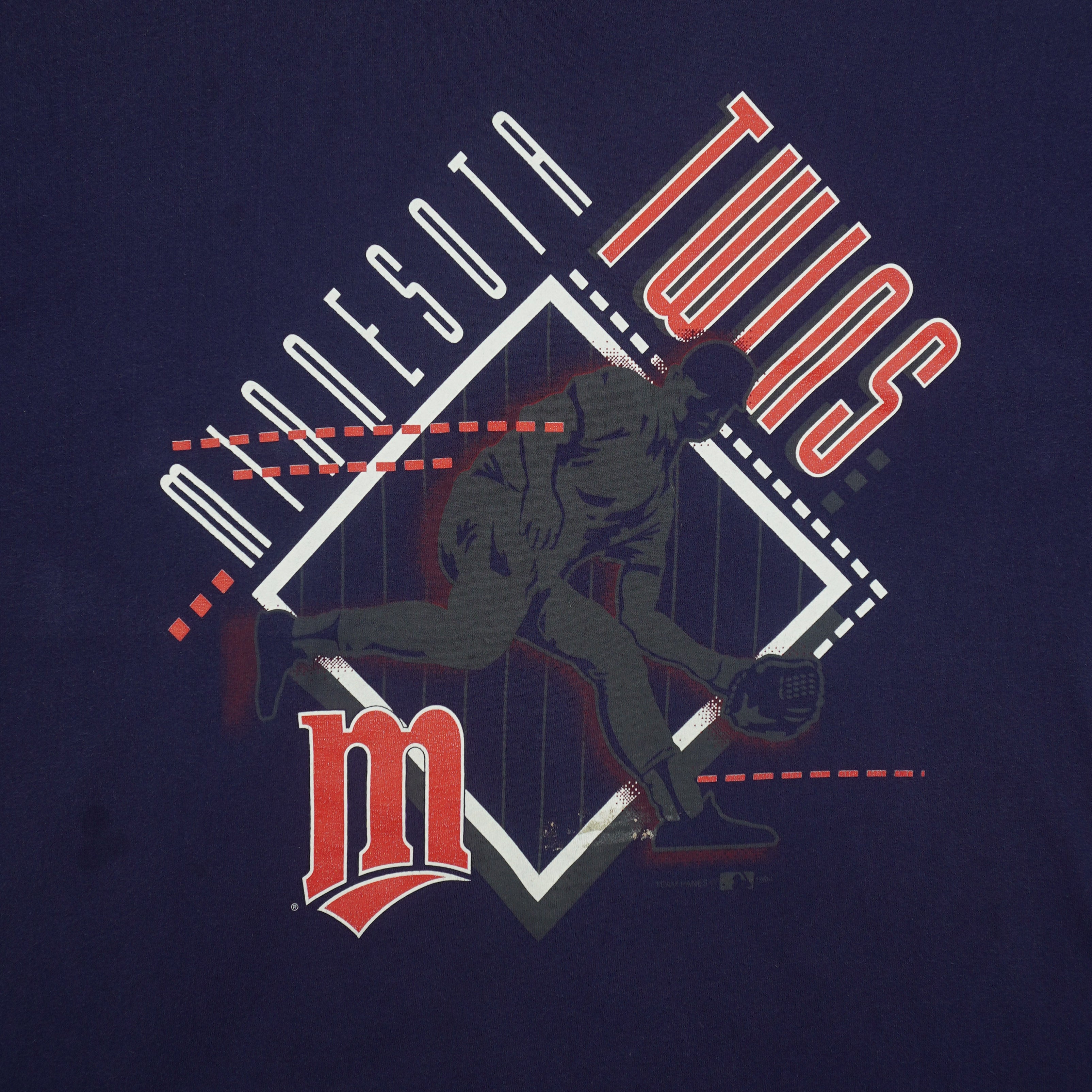 MLB (Champknit) - Minnesota Twins Spell-Out T-Shirt 1990s X-Large Vintage Retro Baseball
