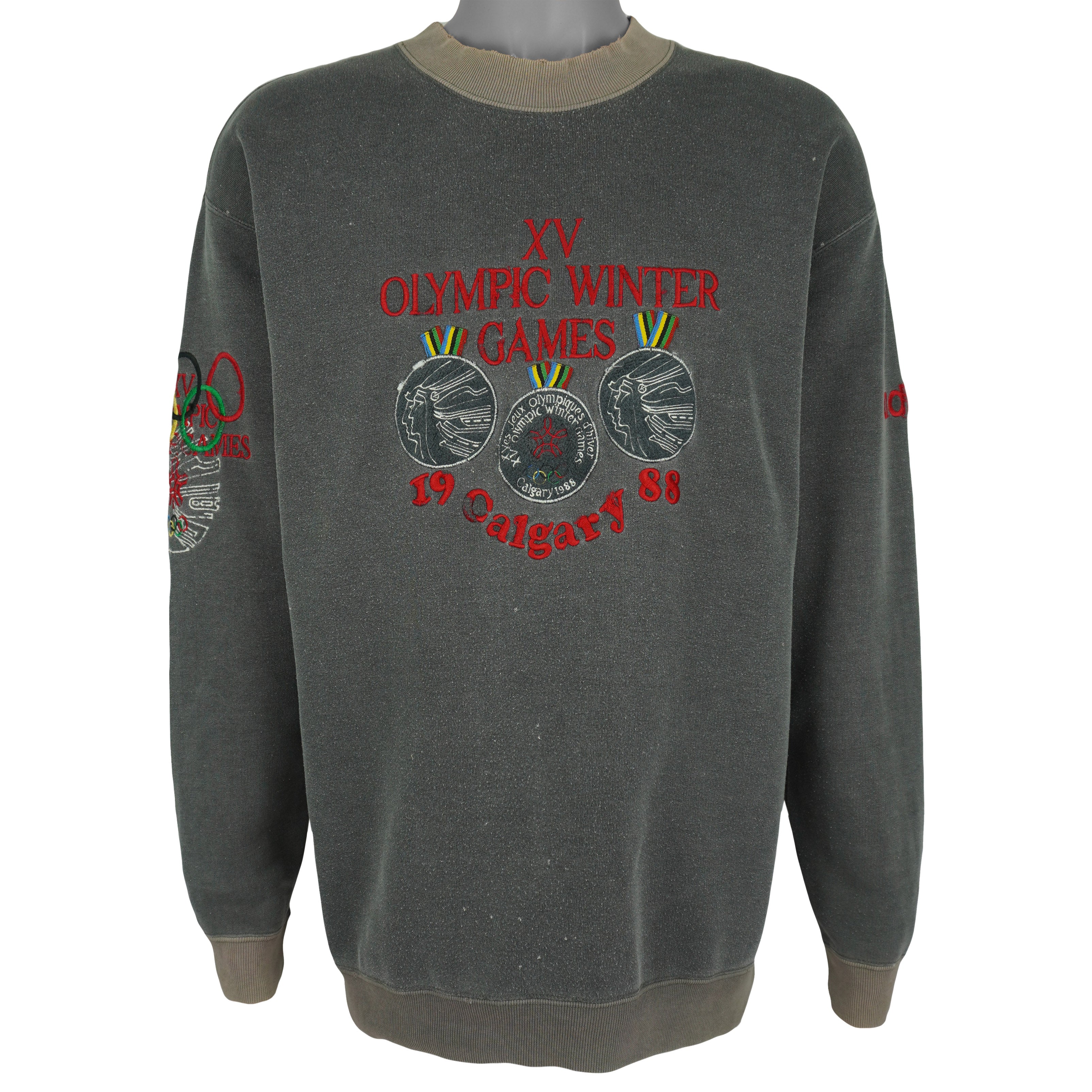 Adidas - Calgary Winter Olympics Crew Neck Sweatshirt 1988 Medium Vintage Retro