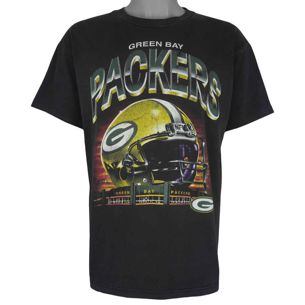 NFL (True Fan) - Green Bay Packers Helmet T-Shirt 1990s Large Vintage Retro Football