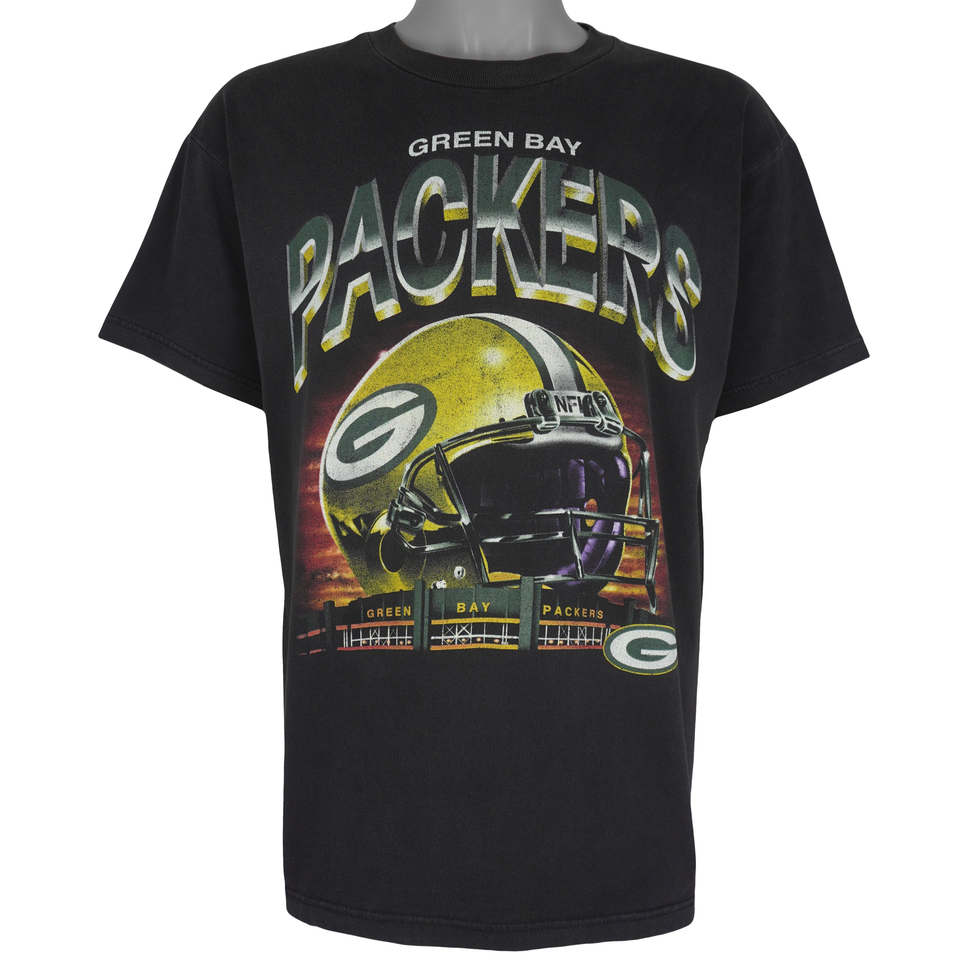 NFL (True Fan) - Green Bay Packers Helmet T-Shirt 1990s Large Vintage Retro Football