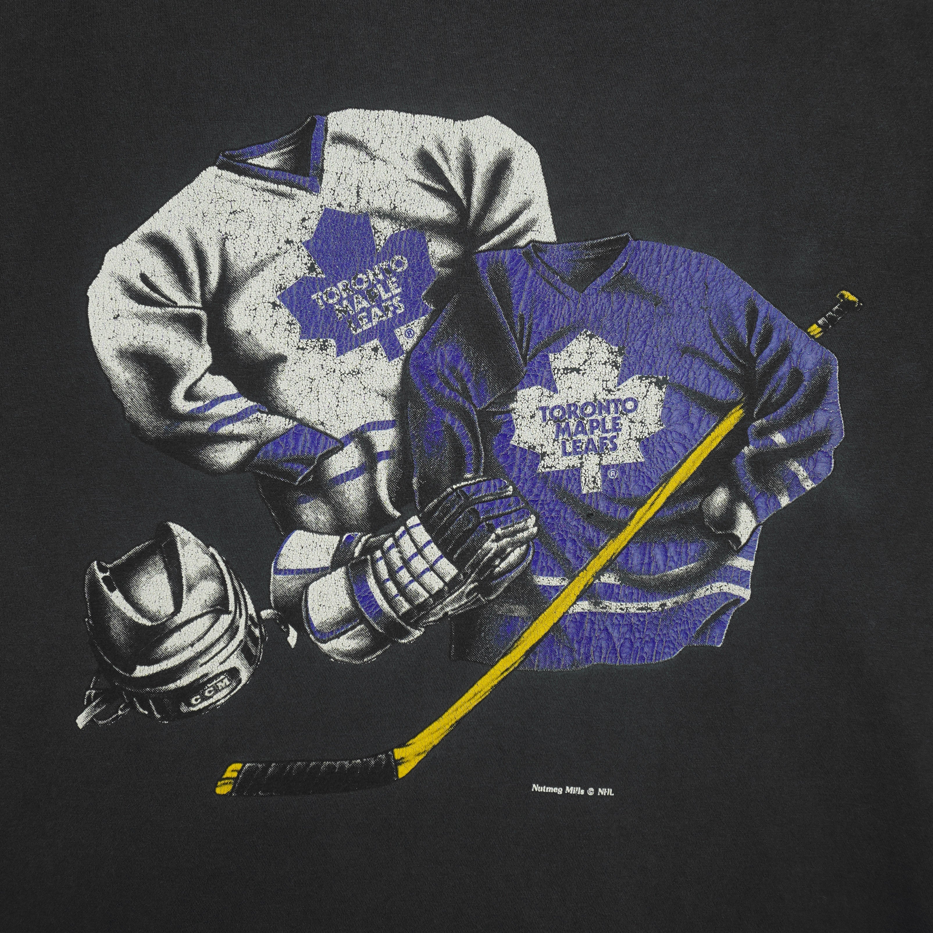 NHL (Nutmeg) - Toronto Maple Leafs Single Stitch T-Shirt 1990s Large Vintage Retro Hockey