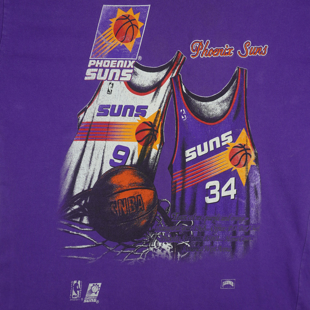 NBA (Nutmeg) - Purple Phoenix Suns Double Jersey T-Shirt 1990s Large Vintage Retro Basketball