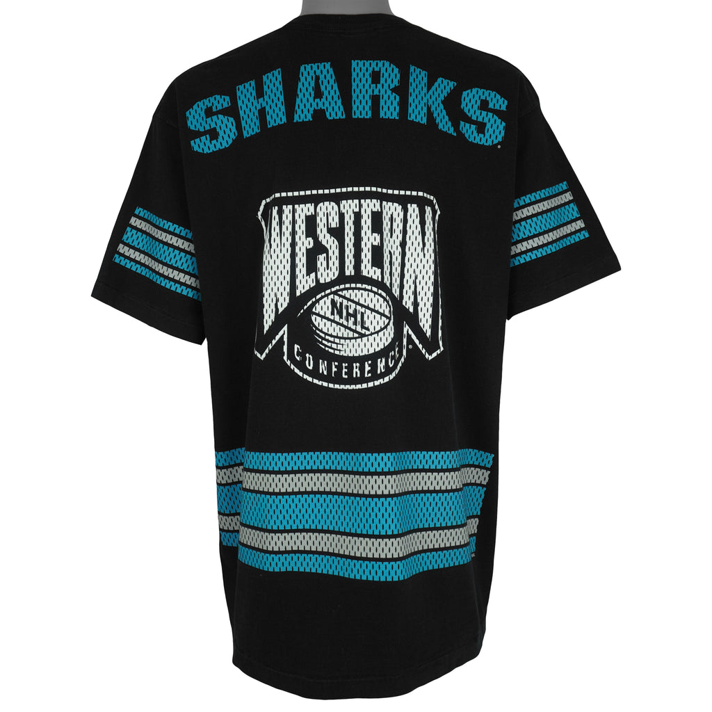 NHL (Pro Player) - San Jose Sharks Western Conference T-Shirt 1990s X-Large Vintage Retro Hockey