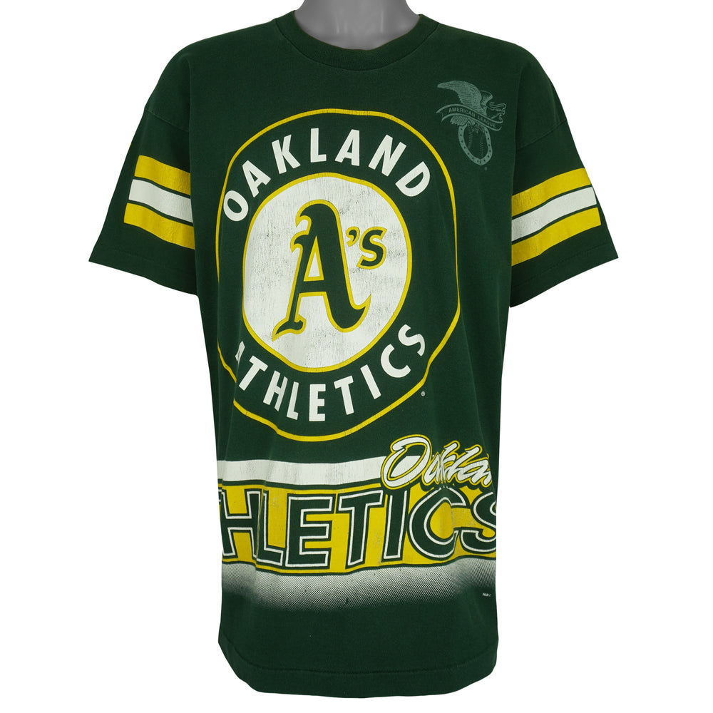 MLB (Salem) - Oakland Athletics American League Spell-Out T-Shirt 1990s X-Large Vintage Retro Baseball