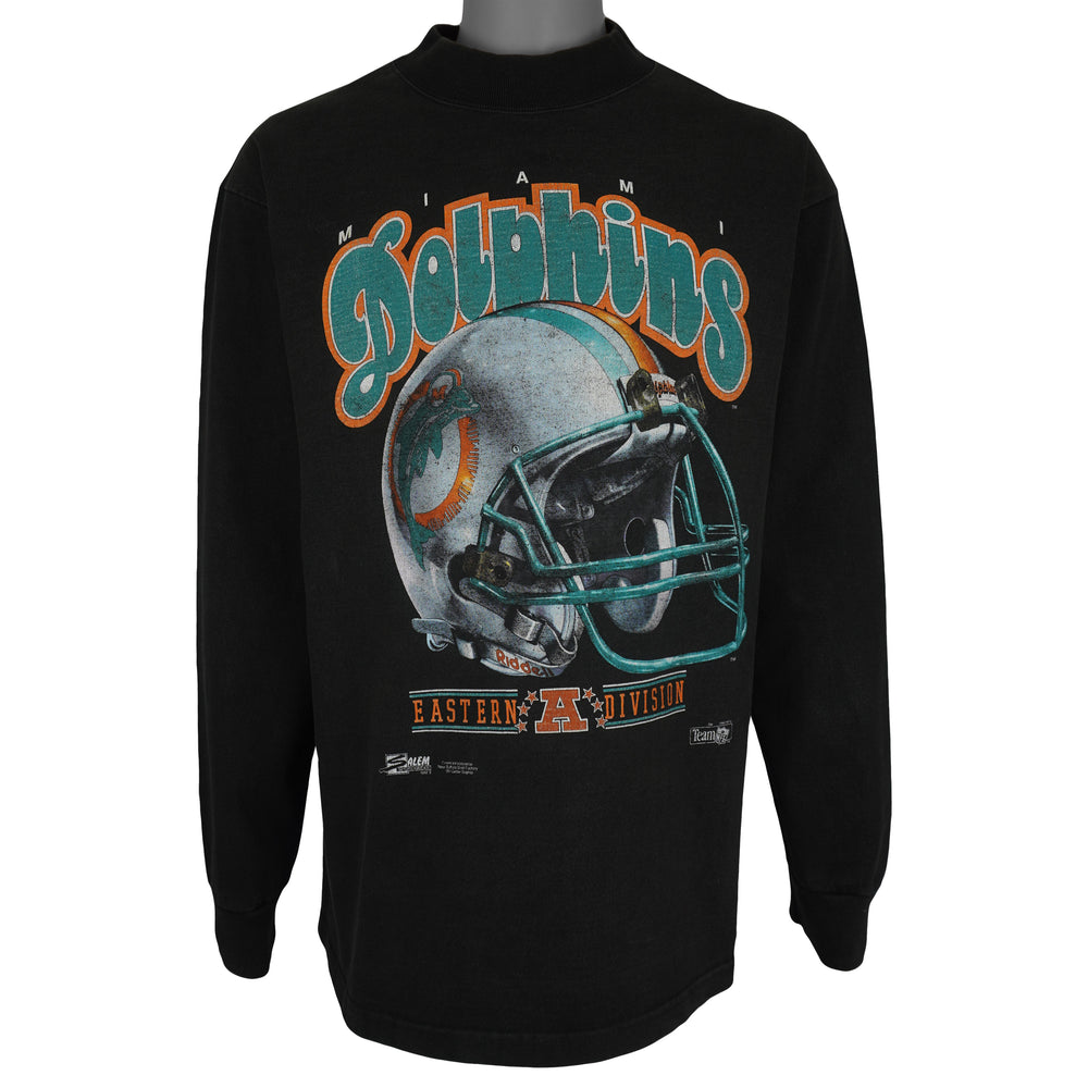 NFL (Front Row) - Miami Dolphins Crew Neck Sweatshirt T-Shirt 1992 X-Large Vintage Retro Football